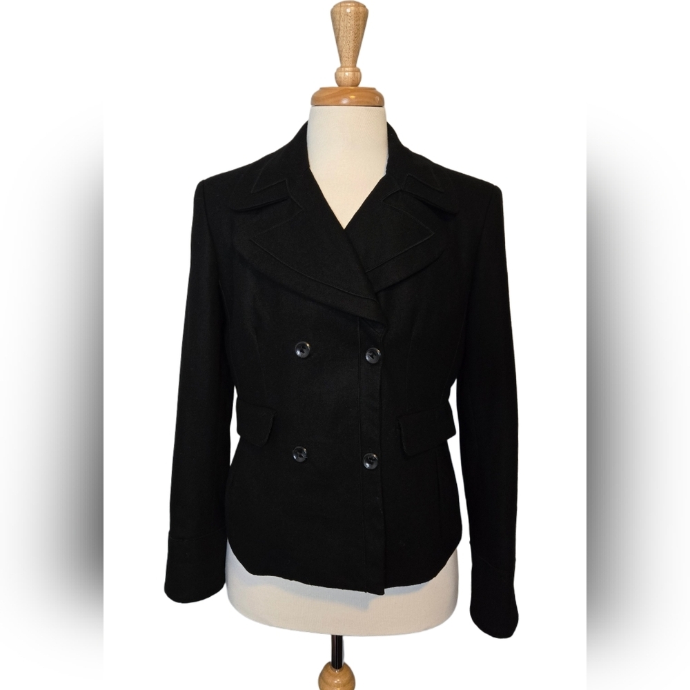 Vtg Harve Bernard Classic Wool Blend Blazer Peacoat Size 12 Office Corpcore